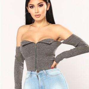 Fashion Nova Gray Crop Top